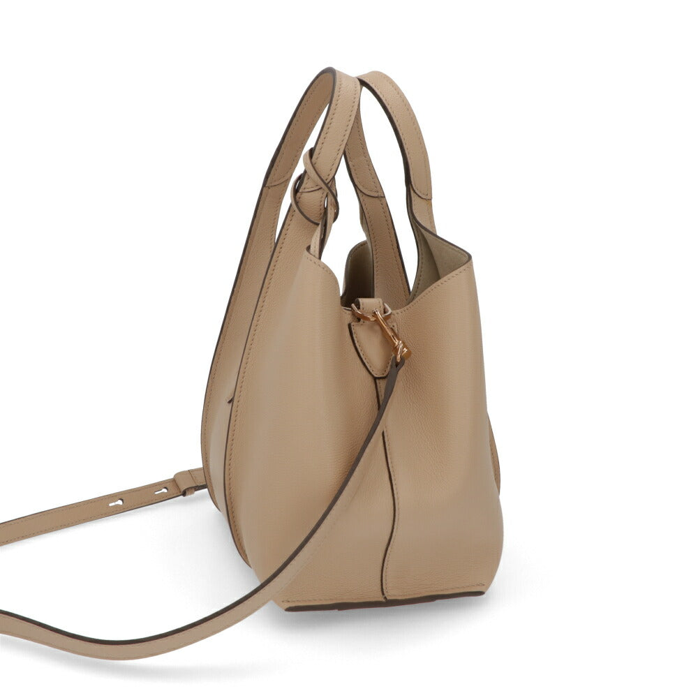 TOD'S ハンドT タイムレス レザー ショッピング ミニ グレー系 ベージュ系 レザー ロゴ ショルダーTタイムレス