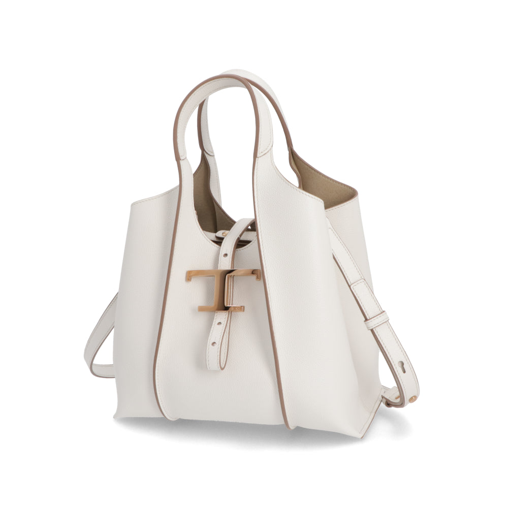 TOD'S トッズ レディース バッグ トートバッグ T タイムレス ホワイト レザー ゴールド金具 ミニ ショルダー2WAY XBWTSBA9100Q8E