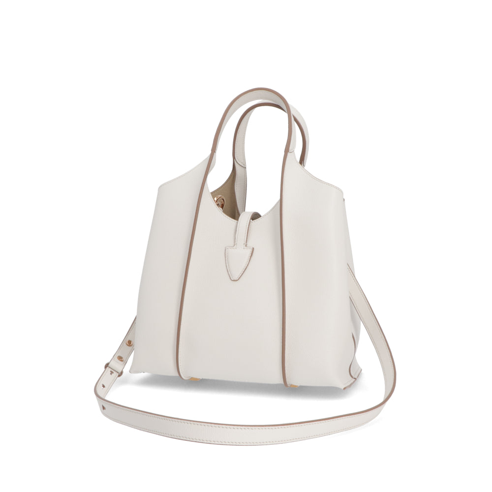 TOD'S トッズ レディース バッグ トートバッグ T タイムレス ホワイト レザー ゴールド金具 ミニ ショルダー2WAY XBWTSBA9100Q8E
