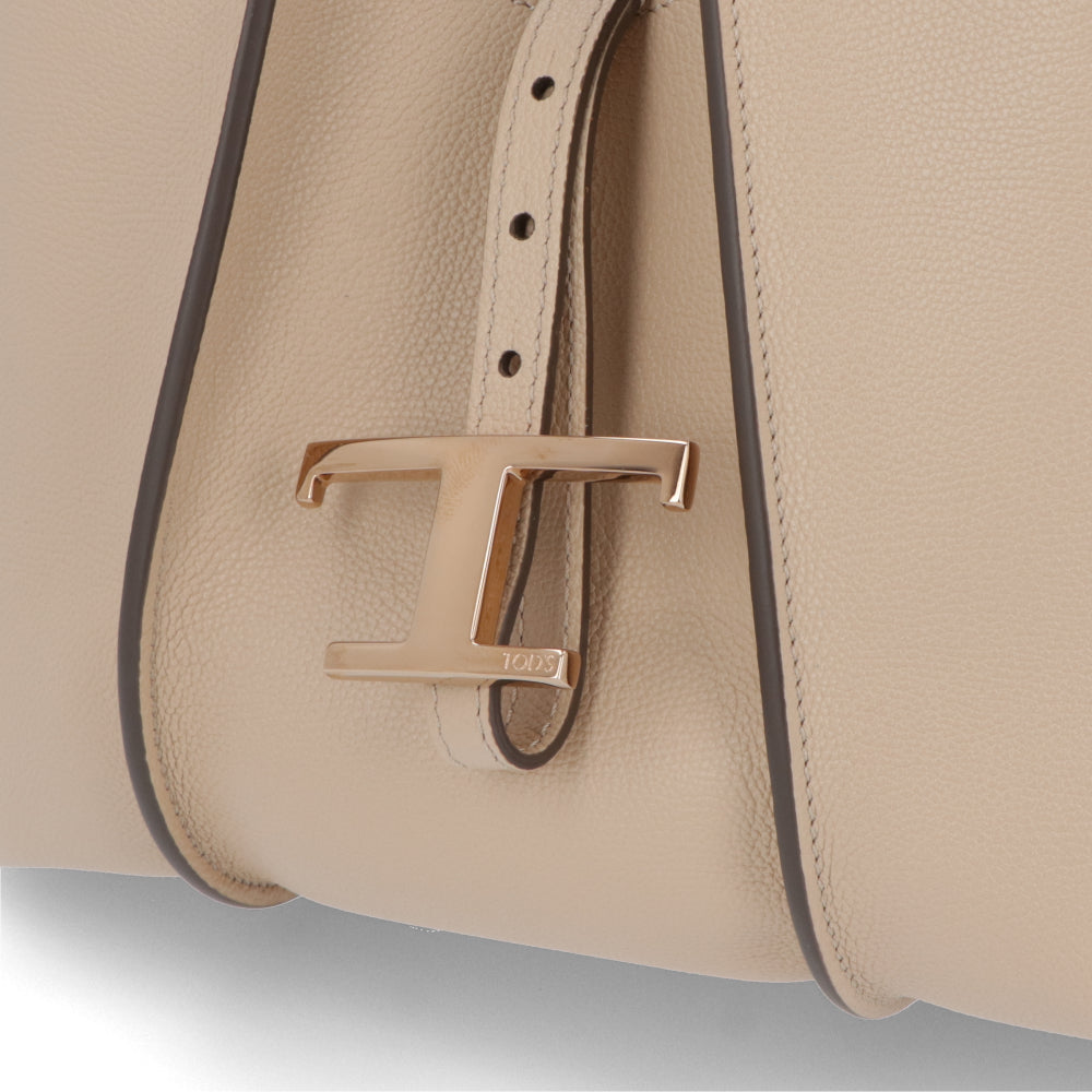 TOD'S トッズ  ハンドT タイムレス レザー ショッピング ミニ グレー系 ベージュ系 レザー ロゴ ショルダーTタイムレス