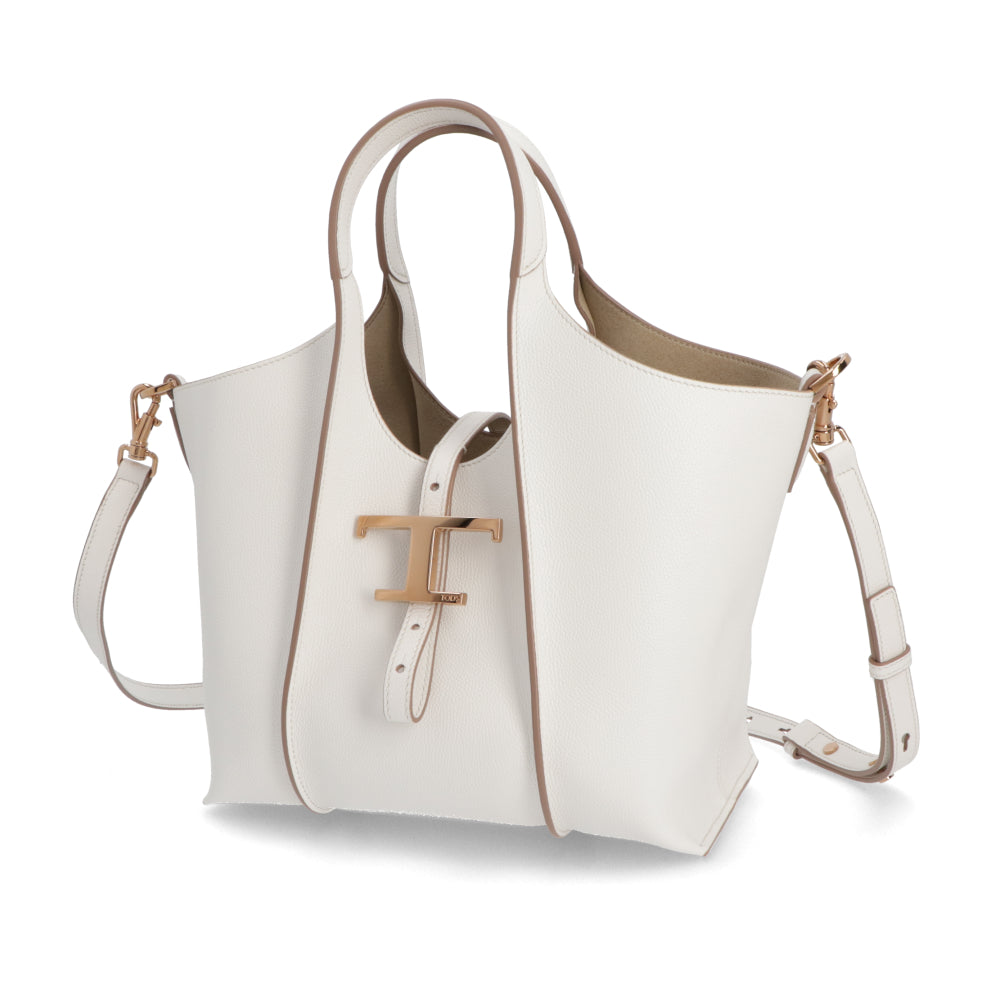 TOD'S トッズ レディース バッグ トートバッグ T タイムレス ホワイト レザー ゴールド金具 ミニ ショルダー2WAY XBWTSBA9100Q8E