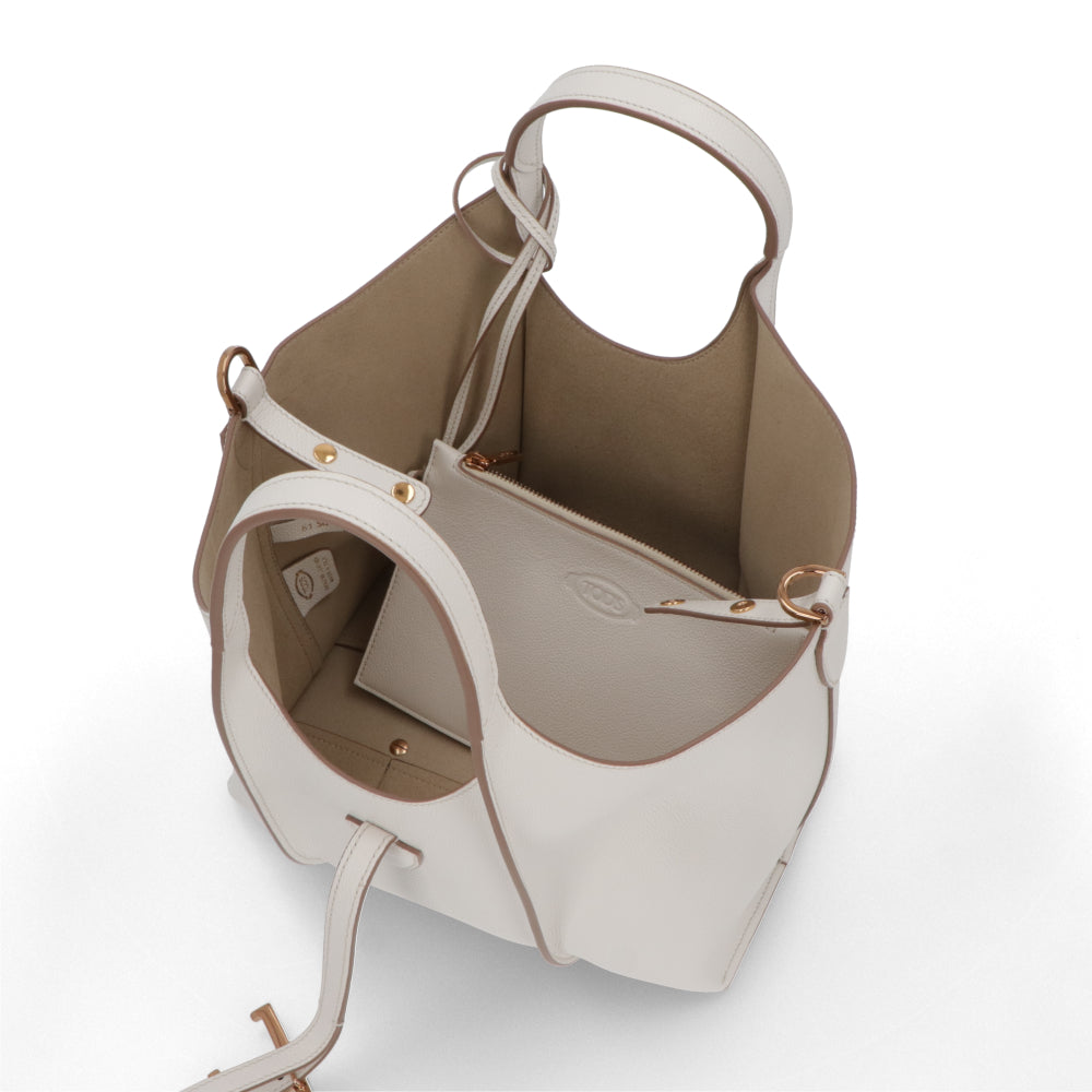 TOD'S トッズ レディース バッグ トートバッグ T タイムレス ホワイト レザー ゴールド金具 ミニ ショルダー2WAY XBWTSBA9100Q8E