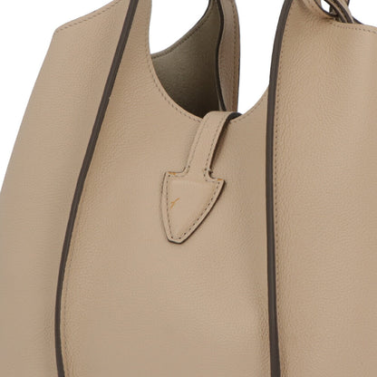 TOD'S ハンドT タイムレス レザー ショッピング ミニ グレー系 ベージュ系 レザー ロゴ ショルダーTタイムレス