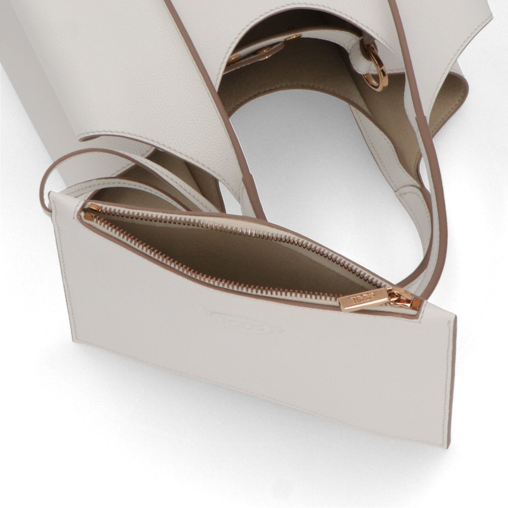TOD'S トッズ レディース バッグ トートバッグ T タイムレス ホワイト レザー ゴールド金具 ミニ ショルダー2WAY XBWTSBA9100Q8E
