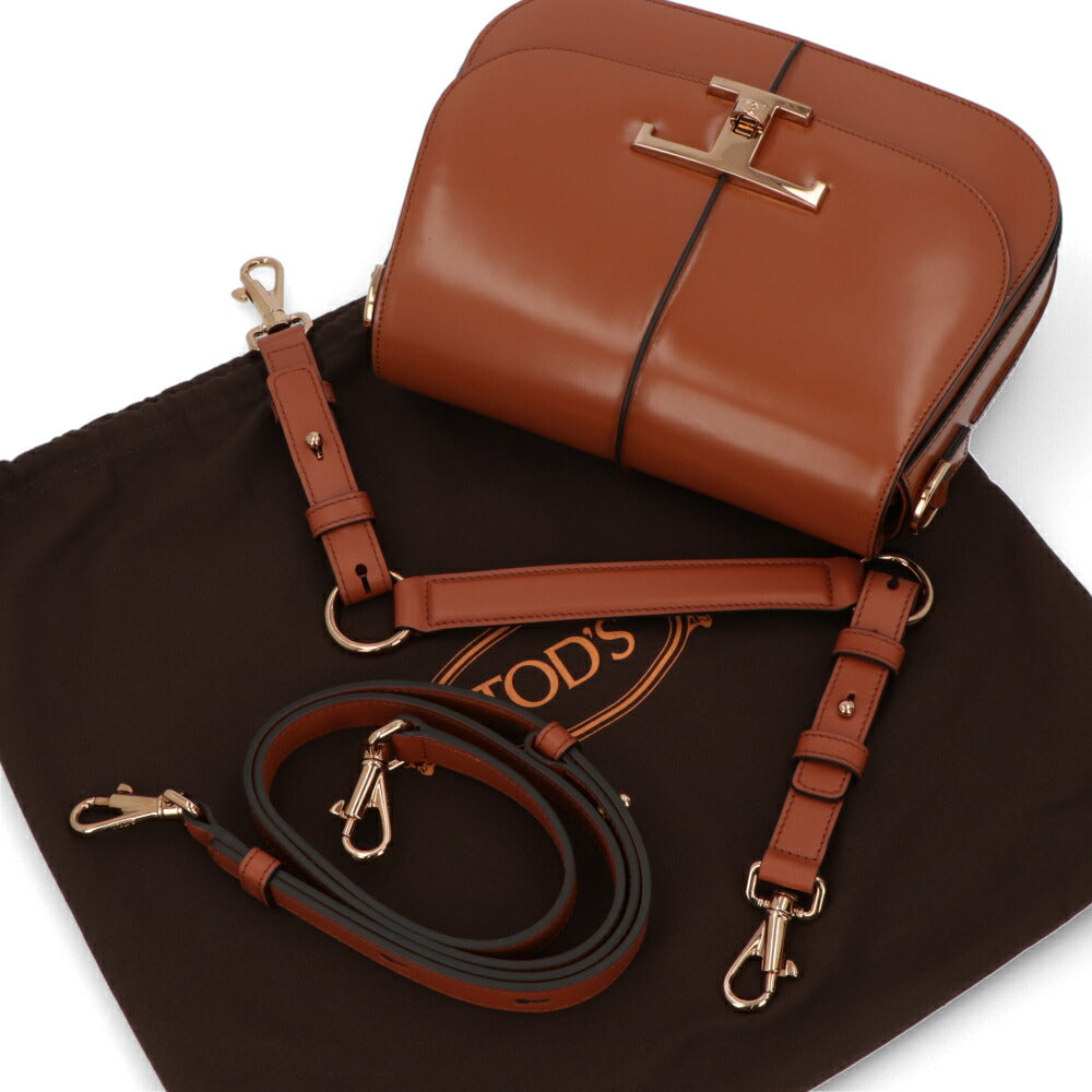 TOD'S トッズ ショルダーバッグ ブラウン T TIMELESS Tタイムレス XBWTSGI0100KET