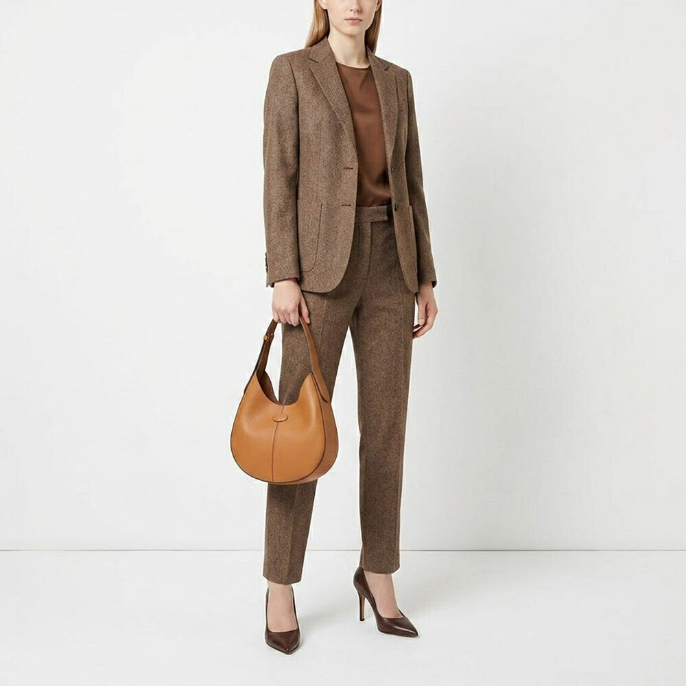 トッズ TOD'S バッグ ショルダーバッグ レディース Di Bag キャメル ダークブラウン ミニ ホーボーバッグ フラットポーチ付き XBWDBSR9100YAT
