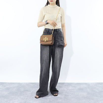 トリー バーチ Tory Burch バッグ ショルダーバッグ レディース エレノア スモールバッグ ブラウン オフホワイト イタリアンレザー ダブルT ゴールド金具 チェーンショルダー 73589 1