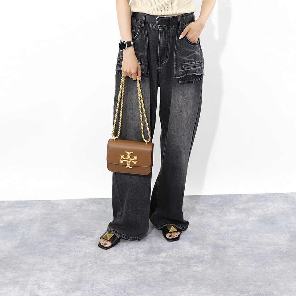 トリー バーチ Tory Burch バッグ ショルダーバッグ レディース エレノア スモールバッグ ブラウン オフホワイト イタリアンレザー ダブルT ゴールド金具 チェーンショルダー 73589 1