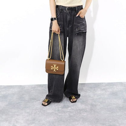 トリー バーチ Tory Burch バッグ ショルダーバッグ レディース エレノア スモールバッグ ブラウン オフホワイト イタリアンレザー ダブルT ゴールド金具 チェーンショルダー 73589 1
