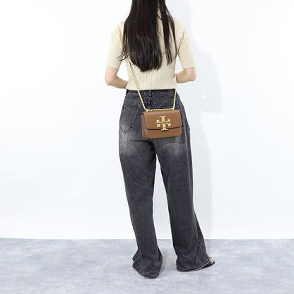 トリー バーチ Tory Burch バッグ ショルダーバッグ レディース エレノア スモールバッグ ブラウン オフホワイト イタリアンレザー ダブルT ゴールド金具 チェーンショルダー 73589 1