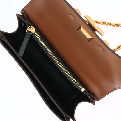 トリー バーチ Tory Burch バッグ ショルダーバッグ レディース エレノア スモールバッグ ブラウン オフホワイト イタリアンレザー ダブルT ゴールド金具 チェーンショルダー 73589 1