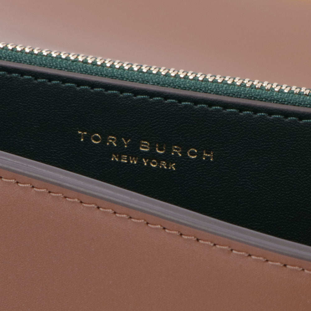 トリー バーチ Tory Burch バッグ ショルダーバッグ レディース エレノア スモールバッグ ブラウン オフホワイト イタリアンレザー ダブルT ゴールド金具 チェーンショルダー 73589 1