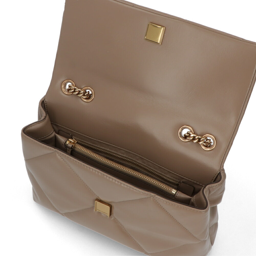Tory Burch トリーバーチ  ショルダーバッグ  ホワイト モカベージュ キルティング チェーンバッグ 154704
