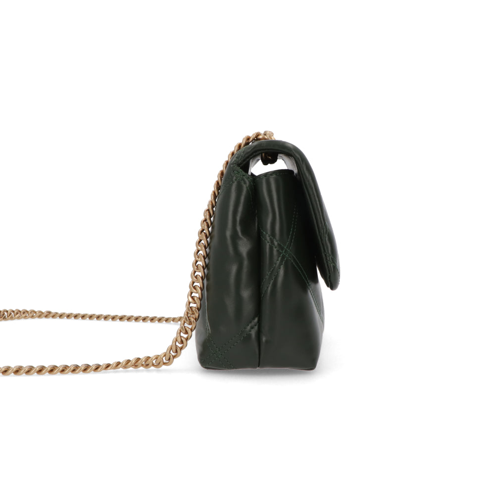 Tory Burch トリーバーチ  キラ ダイヤモンドキルト コンバーチブル ディープグリーン マトラッセレザー チェーンバッグ 158440