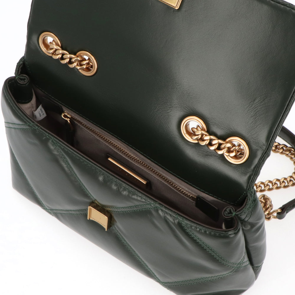 Tory Burch トリーバーチ  キラ ダイヤモンドキルト コンバーチブル ディープグリーン マトラッセレザー チェーンバッグ 158440