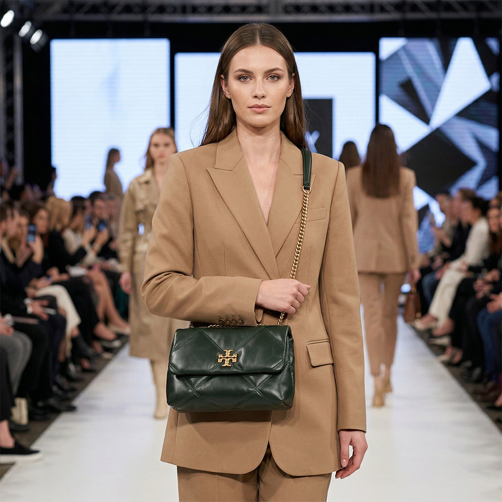 Tory Burch トリーバーチ  キラ ダイヤモンドキルト コンバーチブル ディープグリーン マトラッセレザー チェーンバッグ 158440