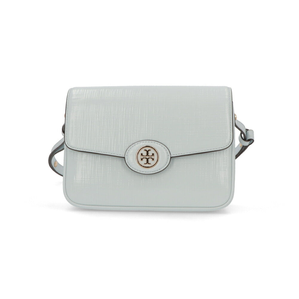 Tory Burch ショルダーバッグ ROBINSON SPAZZOLATO グリーン ライトブルー イエロー エンボスレザー クロスボディバッグ ミニバッグ 154731