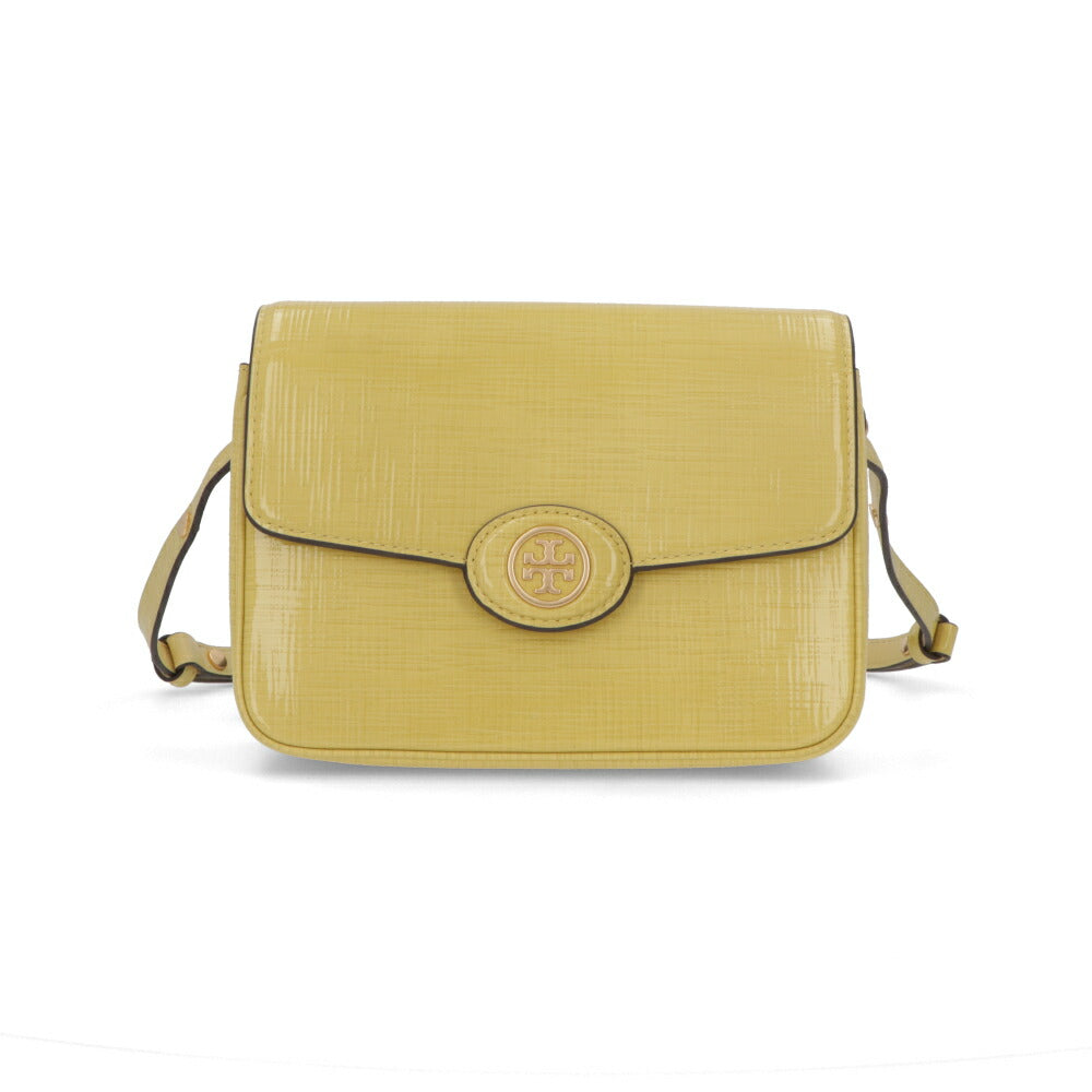 Tory Burch ショルダーバッグ ROBINSON SPAZZOLATO グリーン ライトブルー イエロー エンボスレザー クロスボディバッグ ミニバッグ 154731