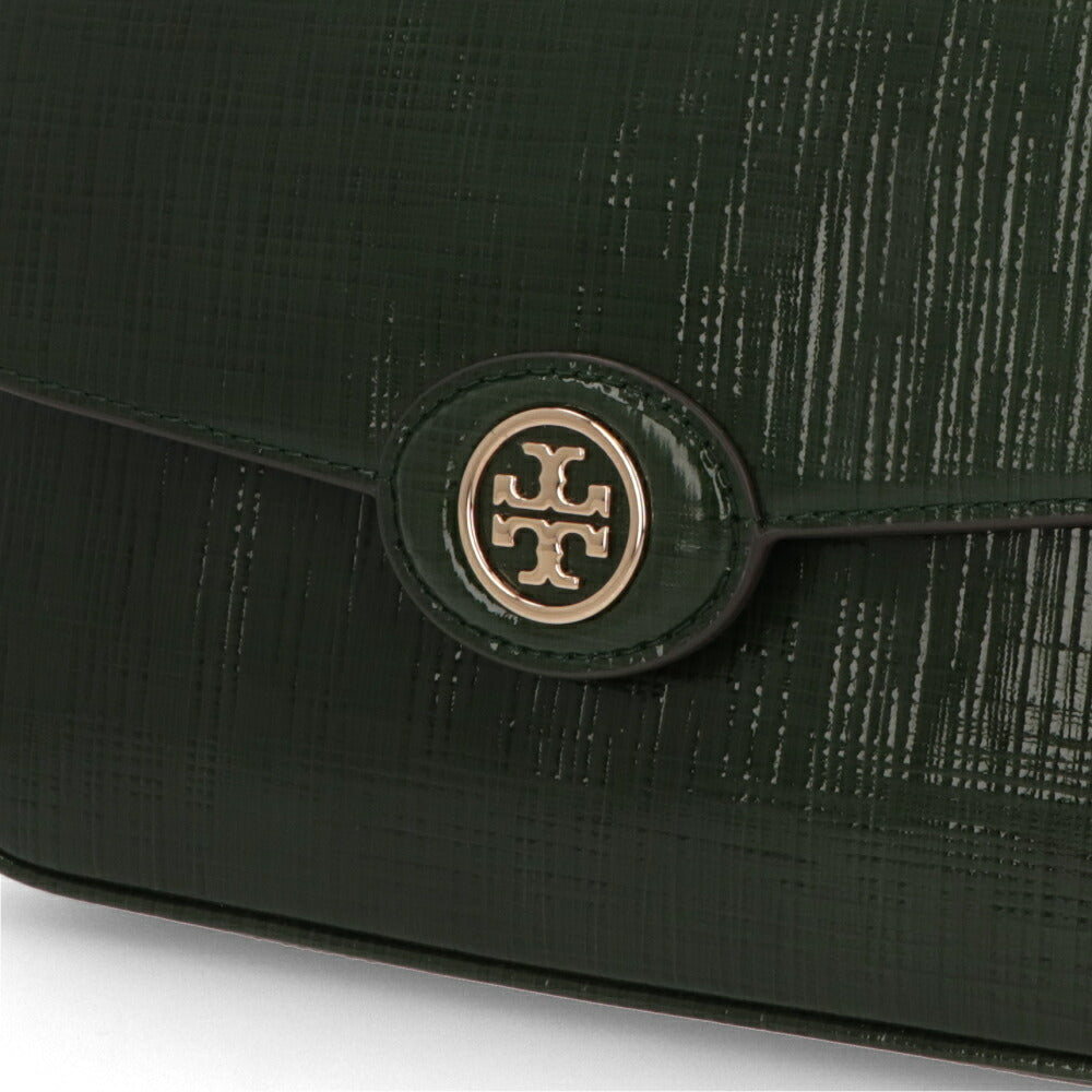 Tory Burch ショルダーバッグ ROBINSON SPAZZOLATO グリーン ライトブルー イエロー エンボスレザー クロスボディバッグ ミニバッグ 154731