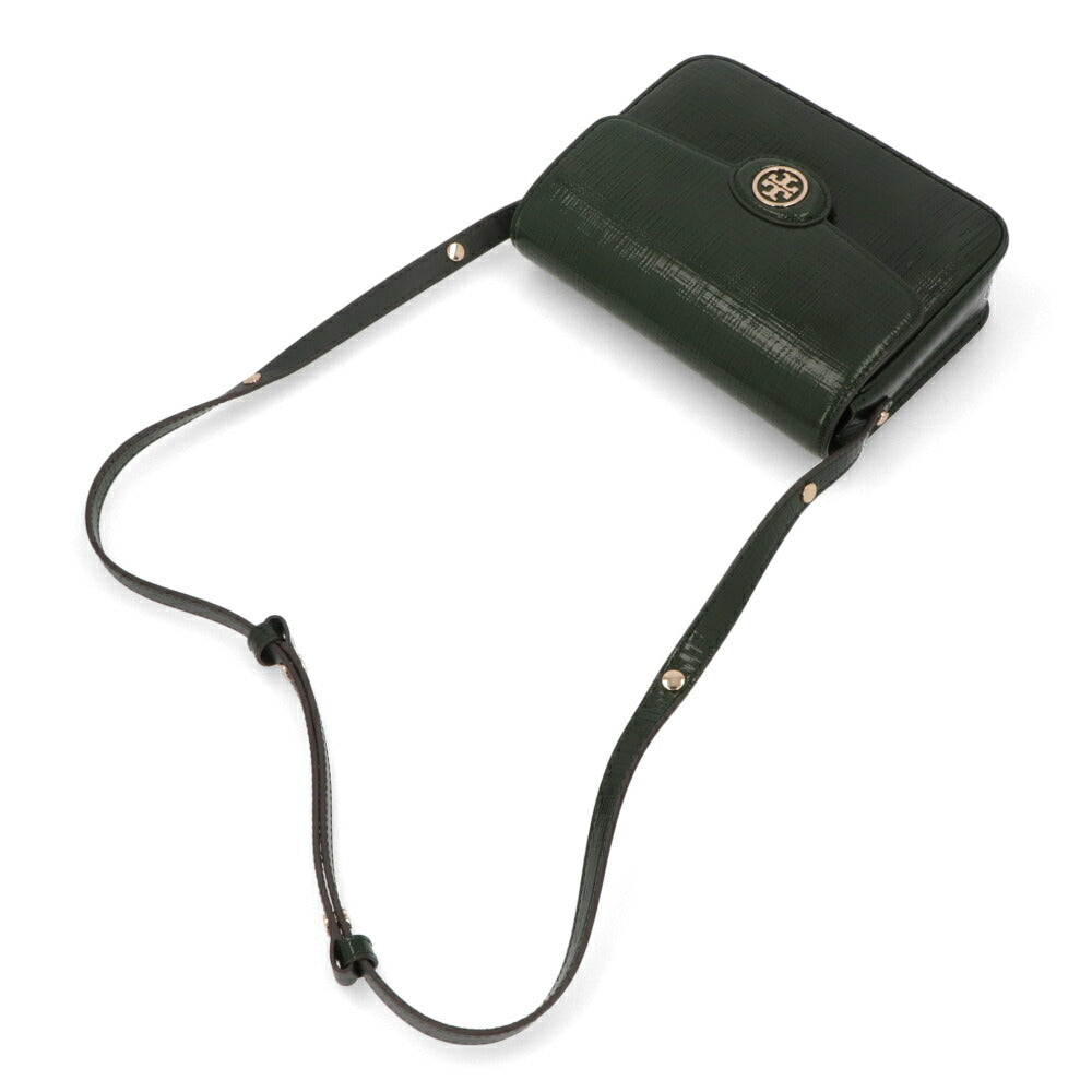 Tory Burch ショルダーバッグ ROBINSON SPAZZOLATO グリーン ライトブルー イエロー エンボスレザー クロスボディバッグ ミニバッグ 154731