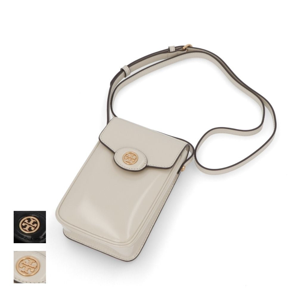 Tory Burch ショルダーバッグ Robinson Spazzolato クリーム ブラック スマホショルダー 156747