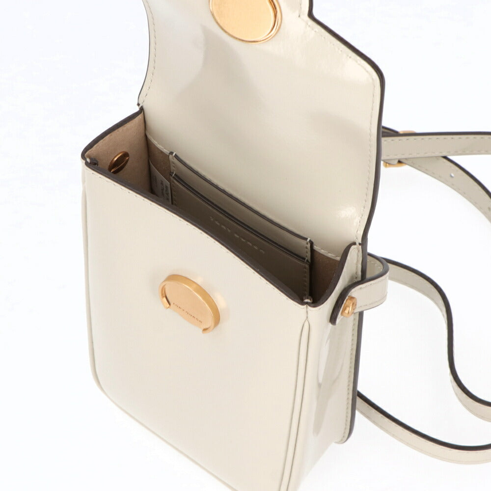Tory Burch ショルダーバッグ Robinson Spazzolato クリーム ブラック スマホショルダー 156747