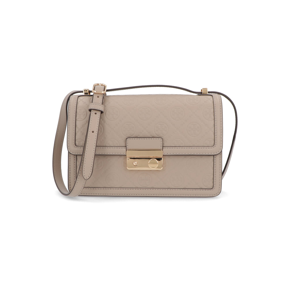 Tory Burch ショルダーバッグ  モカベージュ スムースカーフスキン クロスボディバッグ Tモノグラム 160210