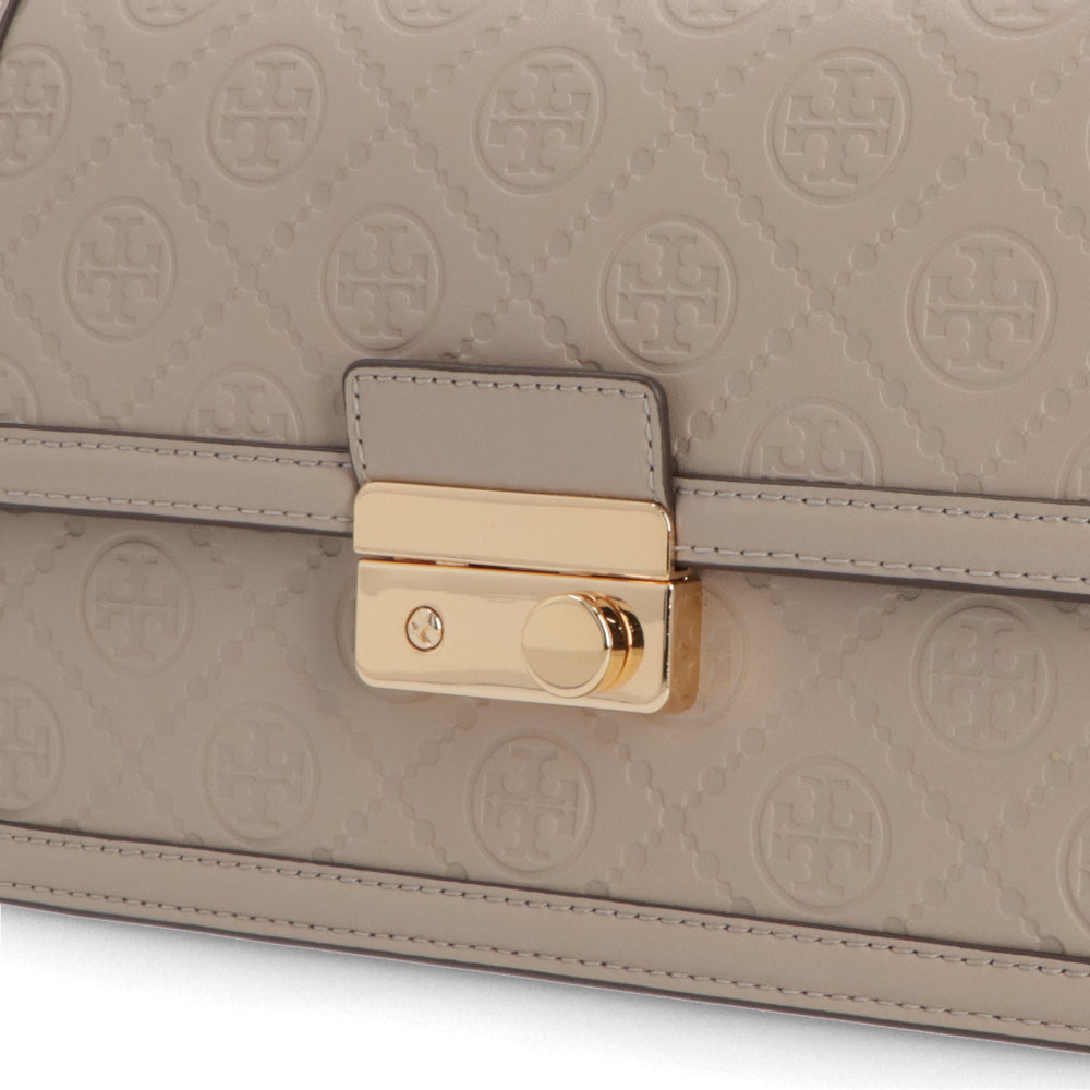 Tory Burch トリーバーチ  ショルダーバッグ  モカベージュ スムースカーフスキン クロスボディバッグ Tモノグラム 160210