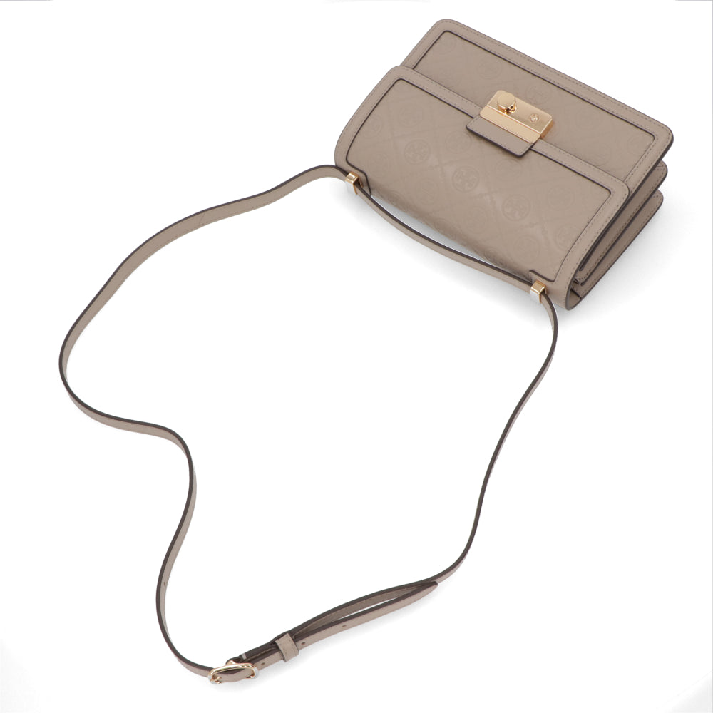 Tory Burch トリーバーチ  ショルダーバッグ  モカベージュ スムースカーフスキン クロスボディバッグ Tモノグラム 160210