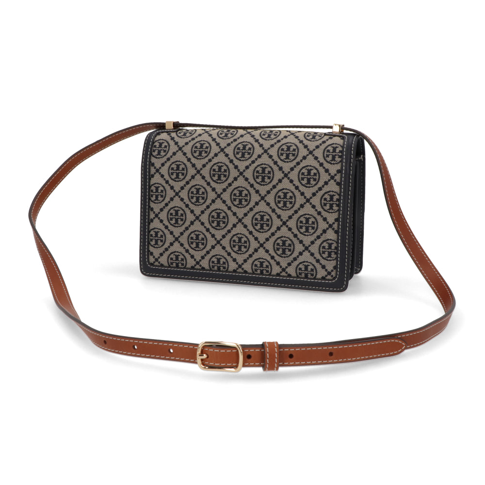 Tory Burch トリーバーチ  ショルダーバッグ  ネイビー ジャガード クロスボディバッグ Tモノグラム スクエア 158526