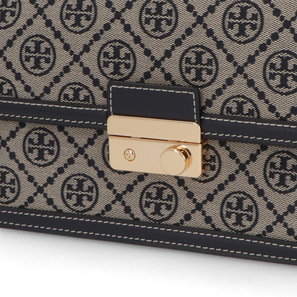 Tory Burch トリーバーチ  ショルダーバッグ  ネイビー ジャガード クロスボディバッグ Tモノグラム スクエア 158526
