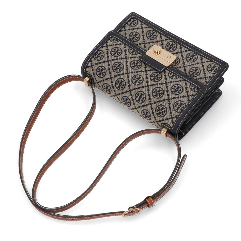 Tory Burch トリーバーチ  ショルダーバッグ  ネイビー ジャガード クロスボディバッグ Tモノグラム スクエア 158526