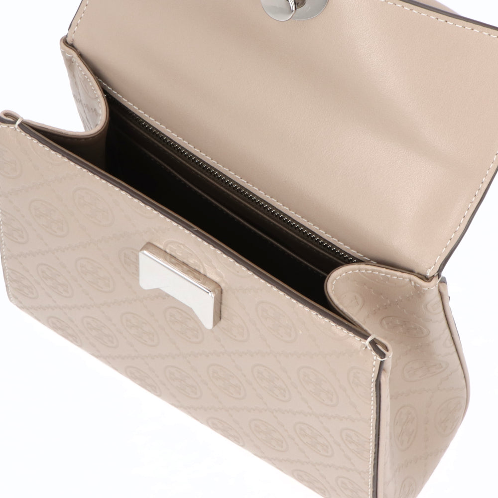 Tory Burch トリーバーチ  ハンドバッグ スモールデビルバッグ ベージュ ブラック ナパレザー モノグラム フォーマル 164307