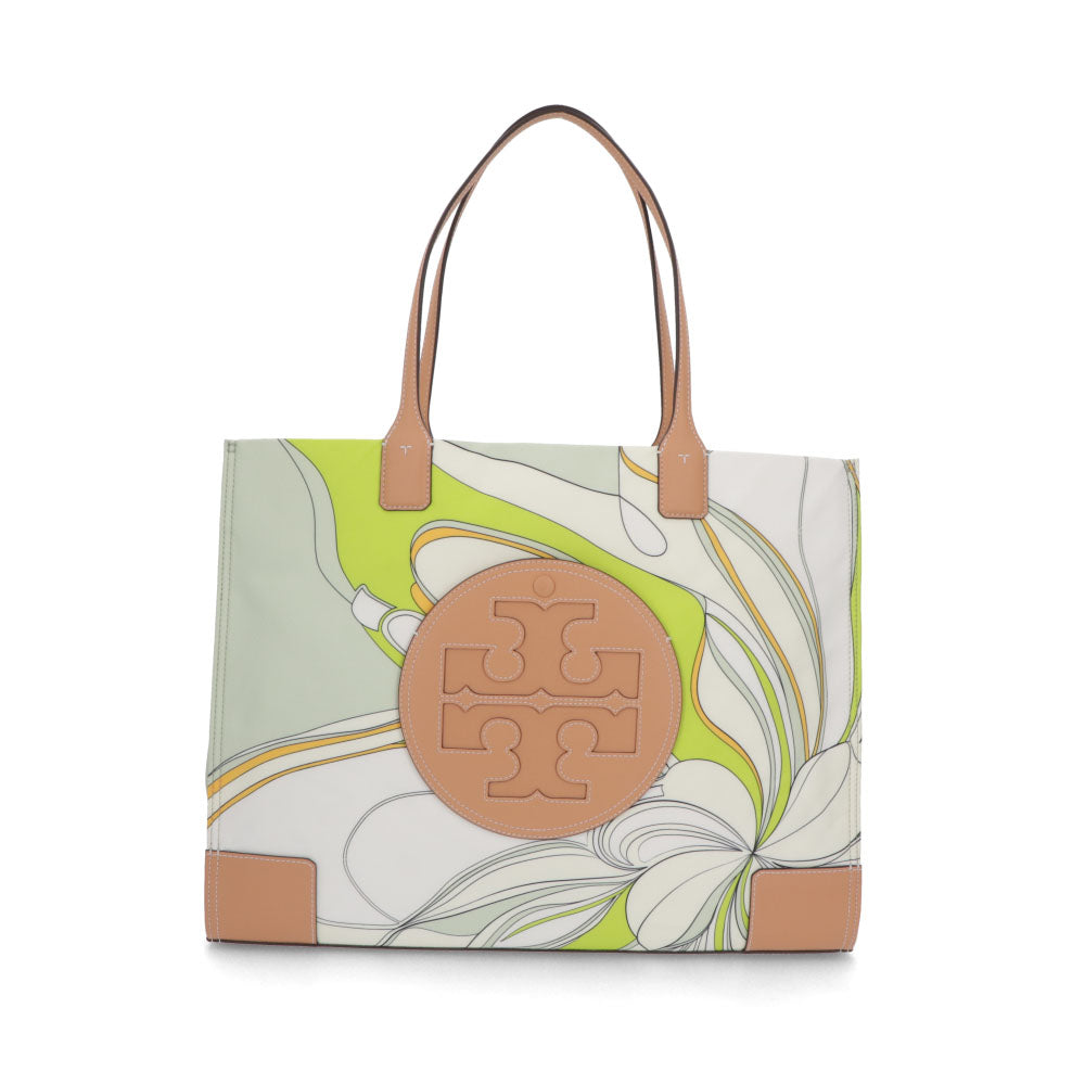 Tory Burch トートバッグ ELLA PRINTED TOTE グリーン×ホワイト系 ポリエステル ダブルT フラワープリント 88237