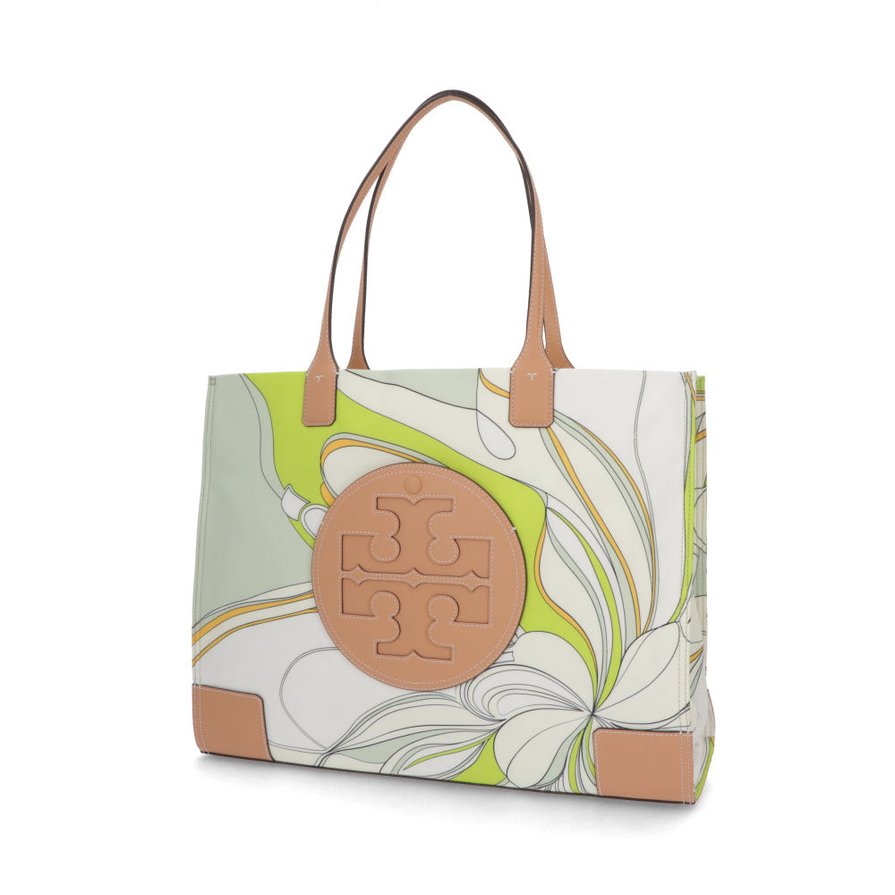 Tory Burch トートバッグ ELLA PRINTED TOTE グリーン×ホワイト系 ポリエステル ダブルT フラワープリント 88237