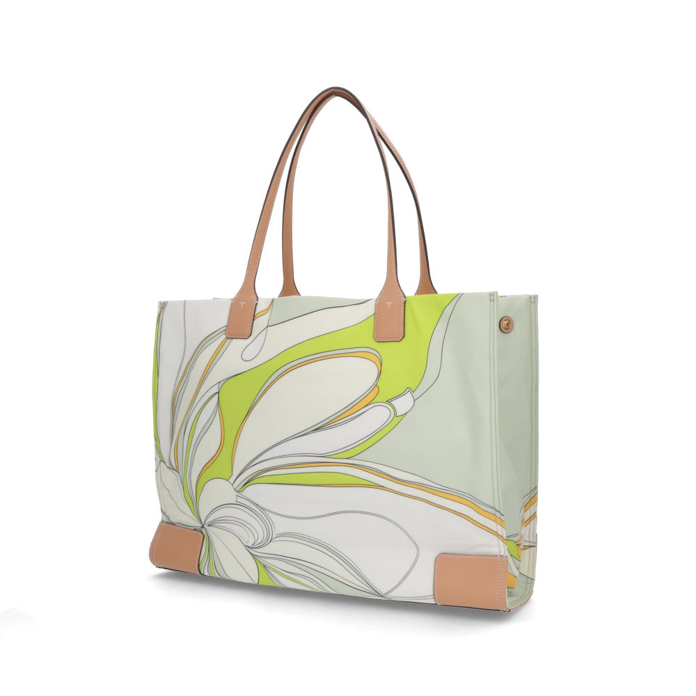 Tory Burch トートバッグ ELLA PRINTED TOTE グリーン×ホワイト系 ポリエステル ダブルT フラワープリント 88237