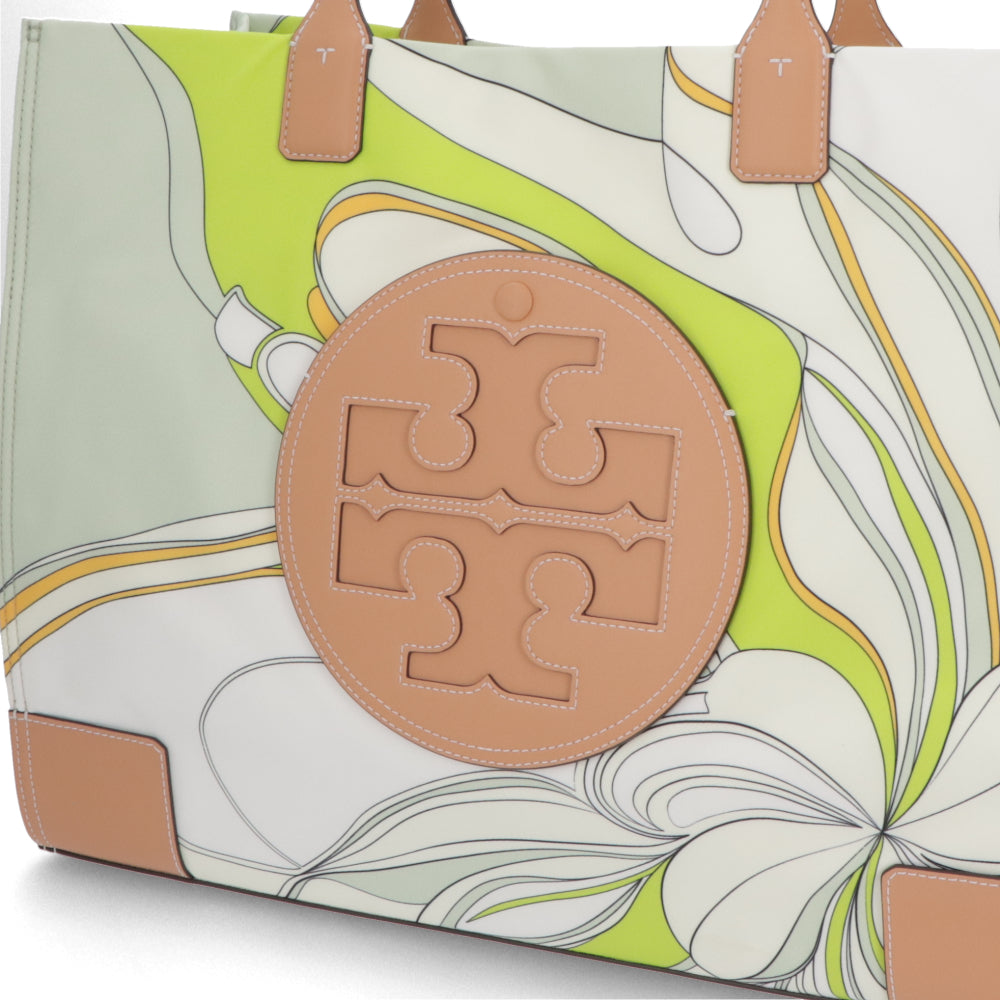 Tory Burch トートバッグ ELLA PRINTED TOTE グリーン×ホワイト系 ポリエステル ダブルT フラワープリント 88237