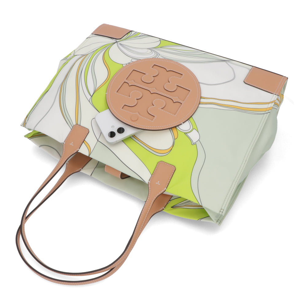 Tory Burch トートバッグ ELLA PRINTED TOTE グリーン×ホワイト系 ポリエステル ダブルT フラワープリント 88237