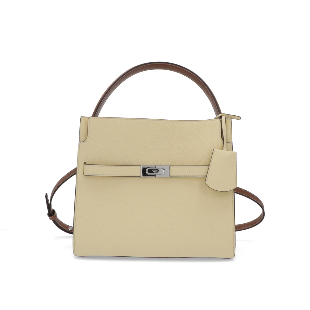 Tory Burch ハンドバッグ Lee Radziwill クリームイエロー スエード ショルダーバッグ 2WAY サッチェルバッグ 154593