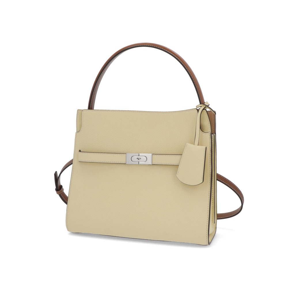 Tory Burch ハンドバッグ Lee Radziwill クリームイエロー スエード ショルダーバッグ 2WAY サッチェルバッグ 154593