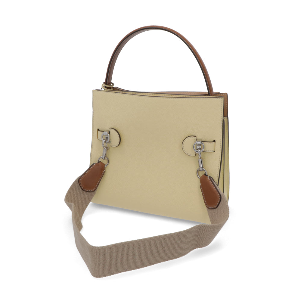 Tory Burch トリーバーチ  ハンドバッグ Lee Radziwill クリームイエロー スエード ショルダーバッグ 2WAY サッチェルバッグ 154593