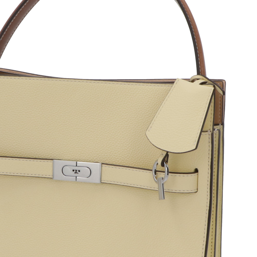 Tory Burch トリーバーチ  ハンドバッグ Lee Radziwill クリームイエロー スエード ショルダーバッグ 2WAY サッチェルバッグ 154593