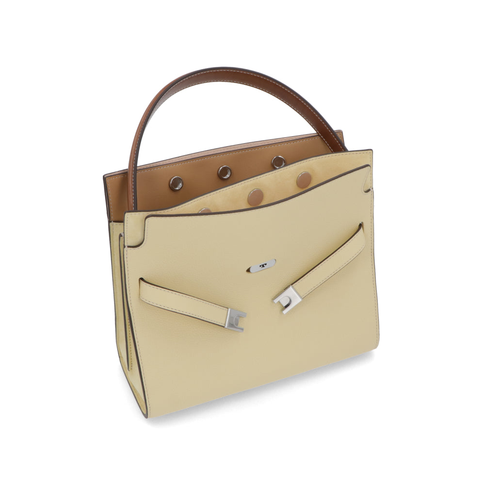 Tory Burch トリーバーチ  ハンドバッグ Lee Radziwill クリームイエロー スエード ショルダーバッグ 2WAY サッチェルバッグ 154593