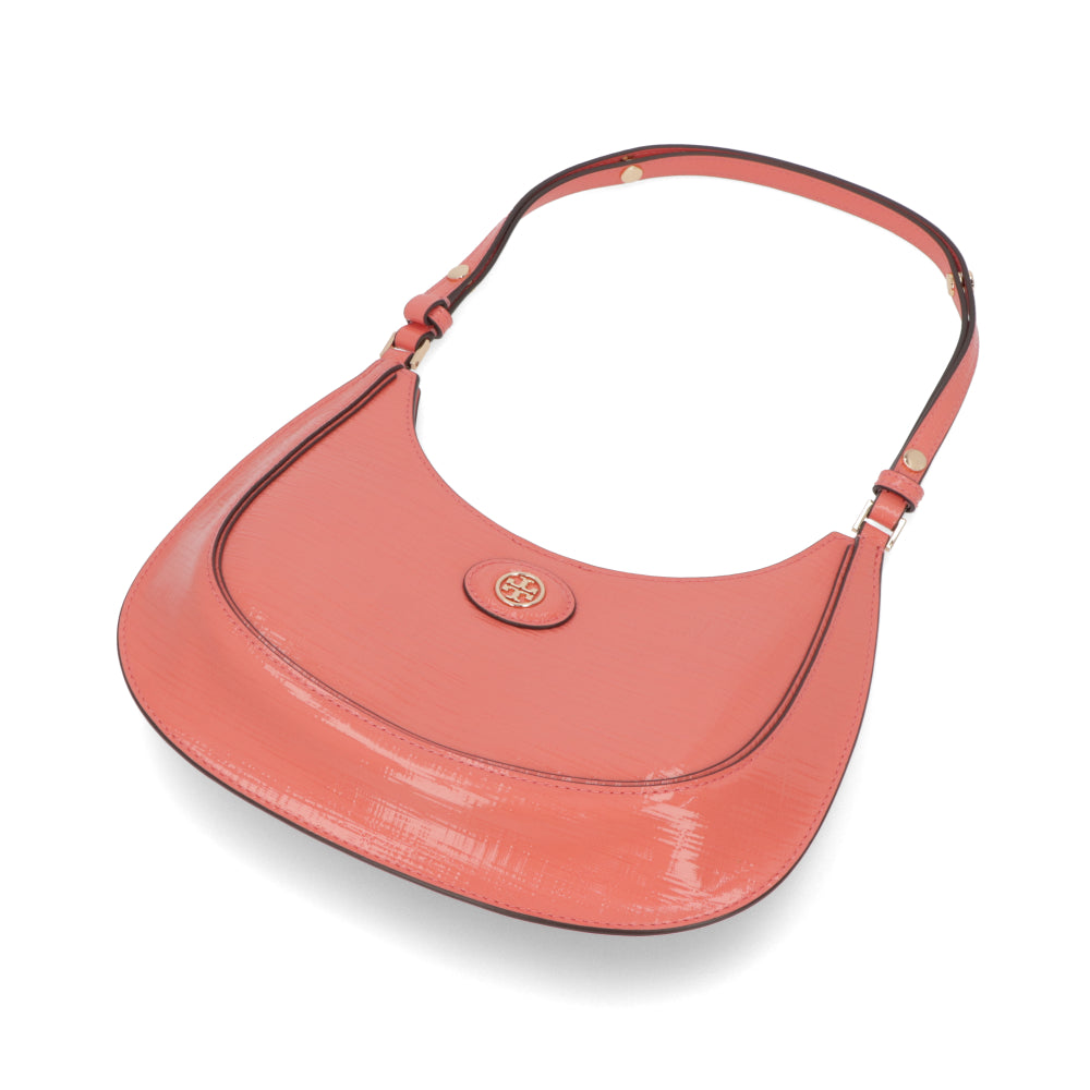Tory Burch ショルダーバッグ  コーラルピンク イエロー エンボスレザー ハンドバッグ ホーボーバッグ  158509