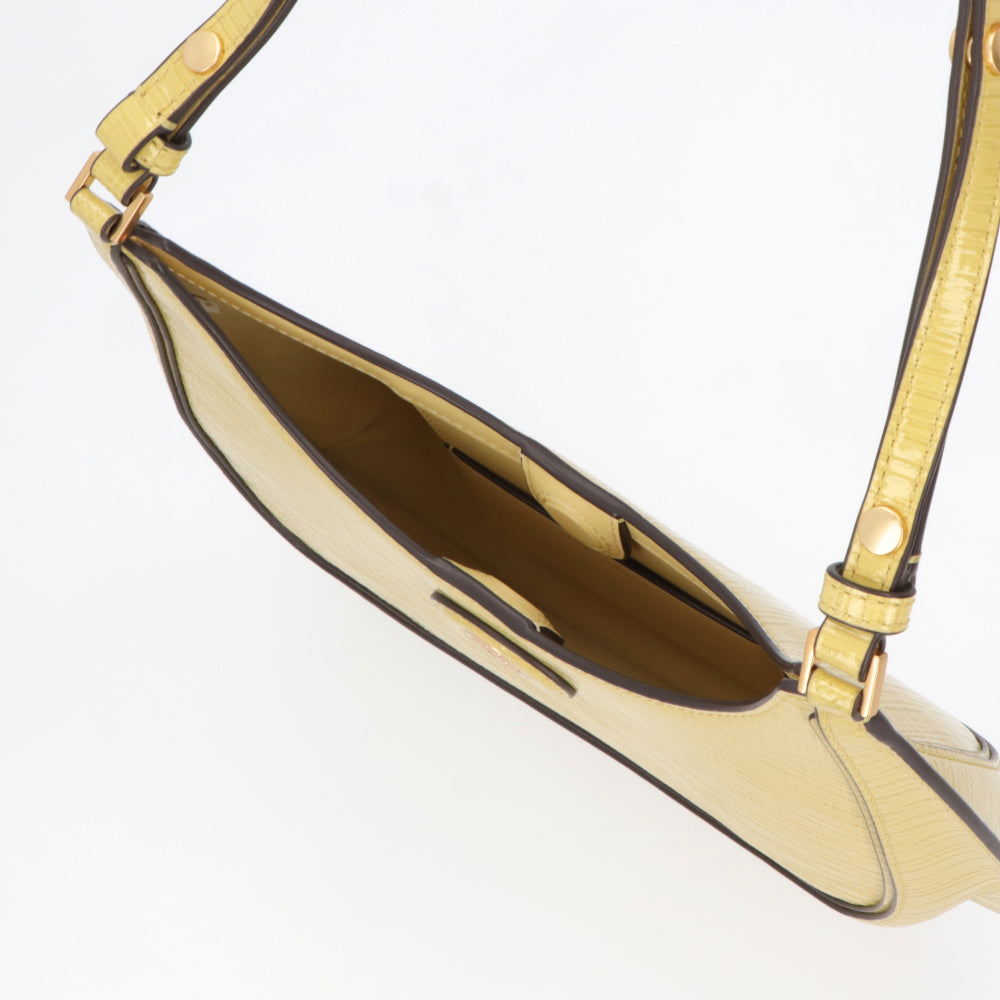 Tory Burch トリーバーチ  ショルダーバッグ  コーラルピンク イエロー エンボスレザー ハンドバッグ ホーボーバッグ  158509