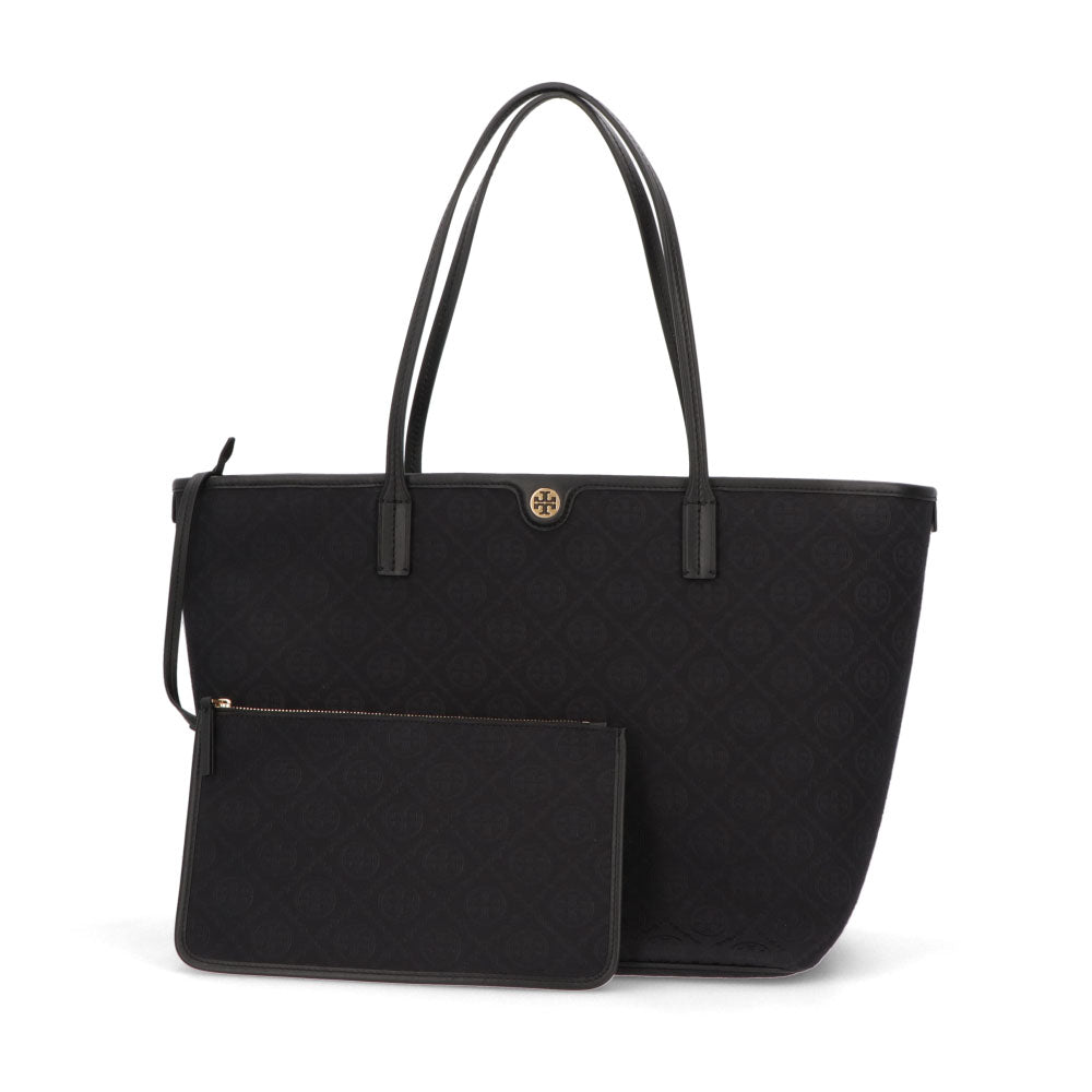 Tory Burch トートバッグ  ブラック ジャガード ナパレザー Tモノグラム 152302