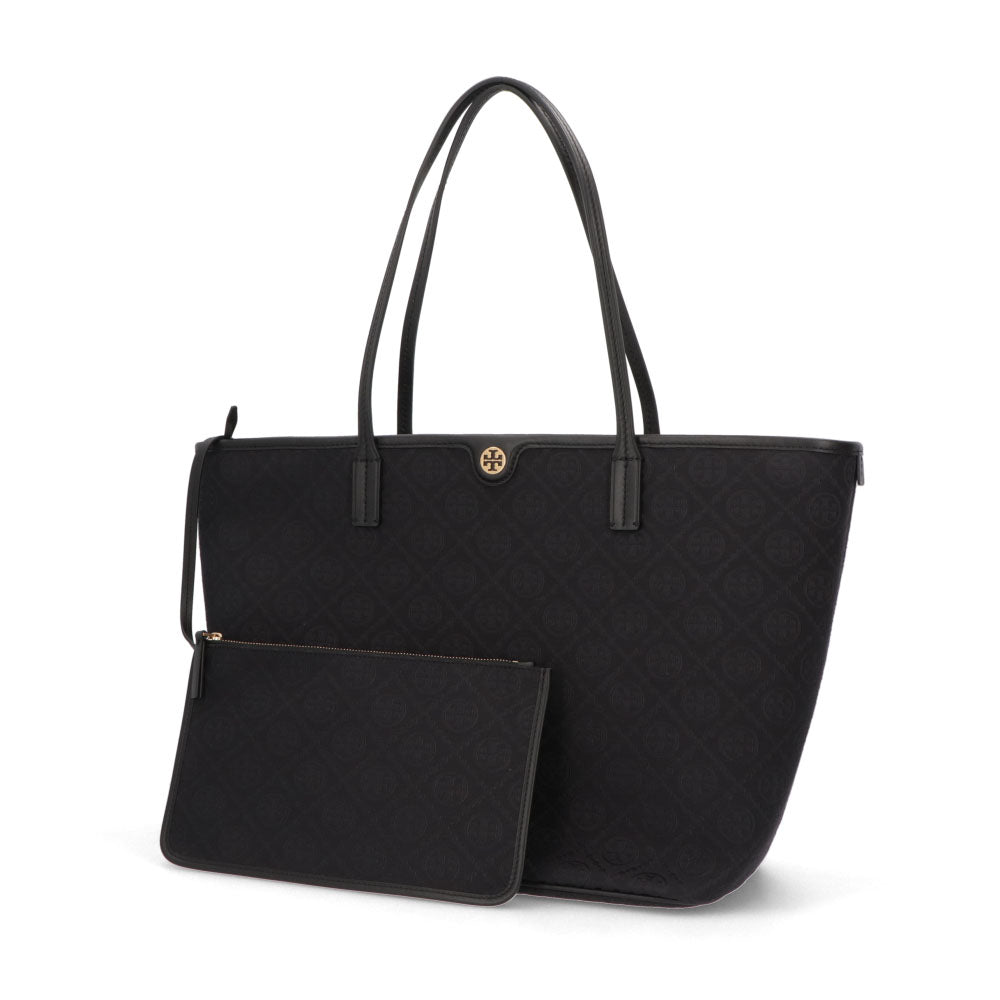 Tory Burch トートバッグ  ブラック ジャガード ナパレザー Tモノグラム 152302