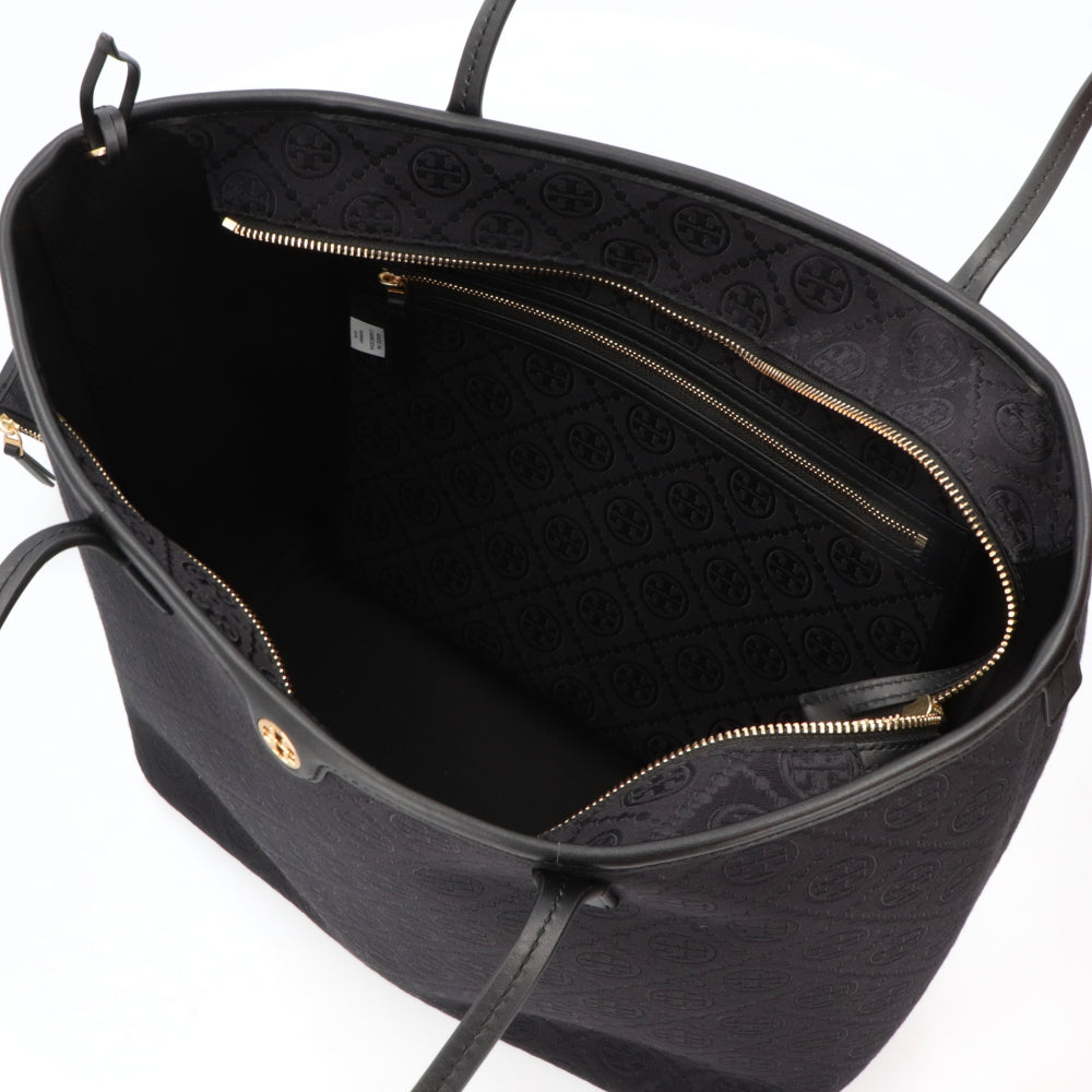 Tory Burch トートバッグ  ブラック ジャガード ナパレザー Tモノグラム 152302