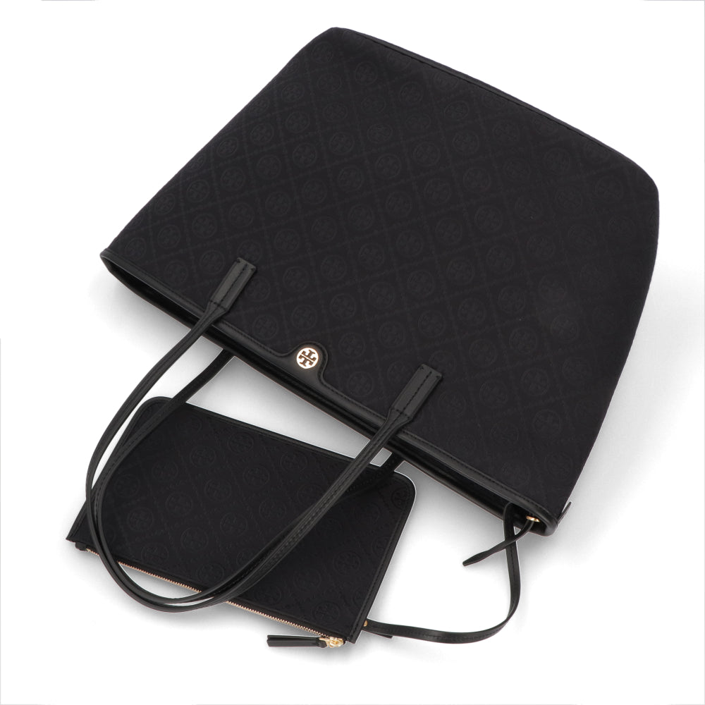 Tory Burch トートバッグ  ブラック ジャガード ナパレザー Tモノグラム 152302