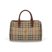 【中古/Aランク】 BURBERRY バーバリー レディース バッグ ハンドバッグ ブラウン系 レザー PVC ノバチェック シャドーホース ボストンバッグ